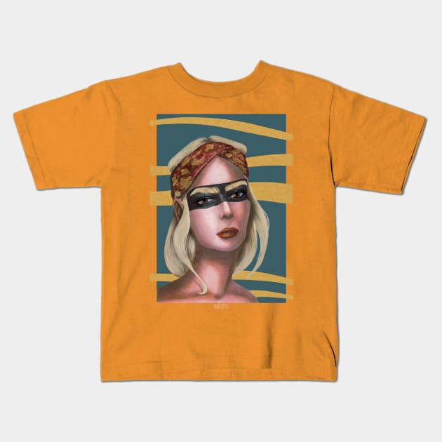 masked girl Kids T-Shirt by Sharaful